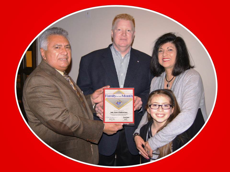 Family of the Month = March 2013: Andy, Susan & Madison Goza. 