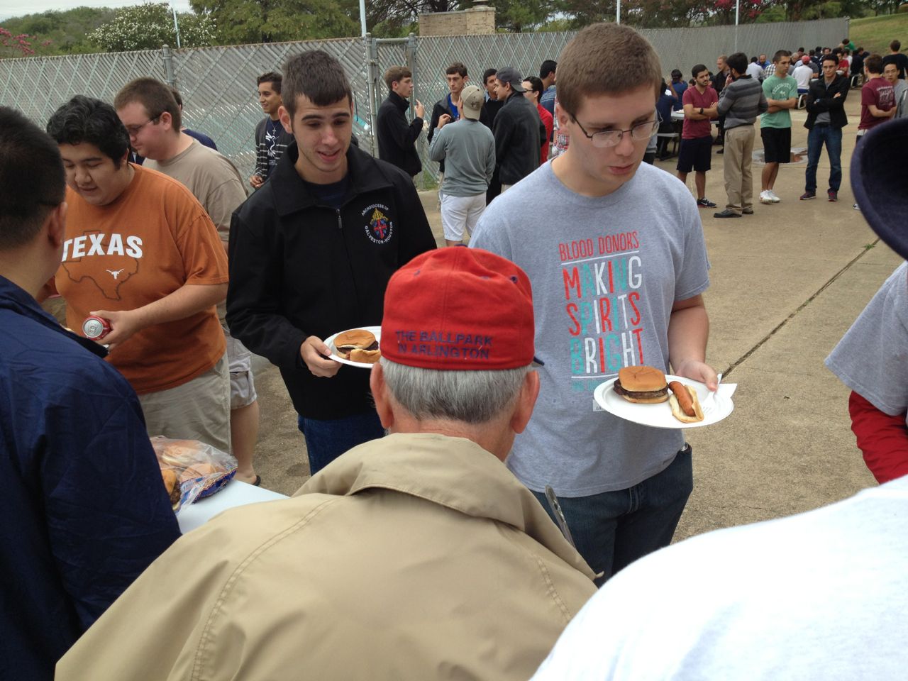 Seminarians going through the food line