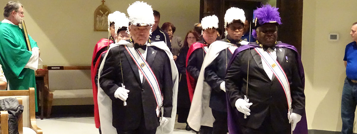 Fourth Degree Assembly 2799 Color Corp leads the procession at Corporate Communion Mass at Holy Spirit