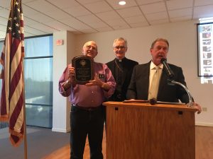 Tom Greco, Deputy Grand Knight receives award on behalf of Council 8157