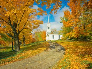 Autumn Sugar Maples And Country Church